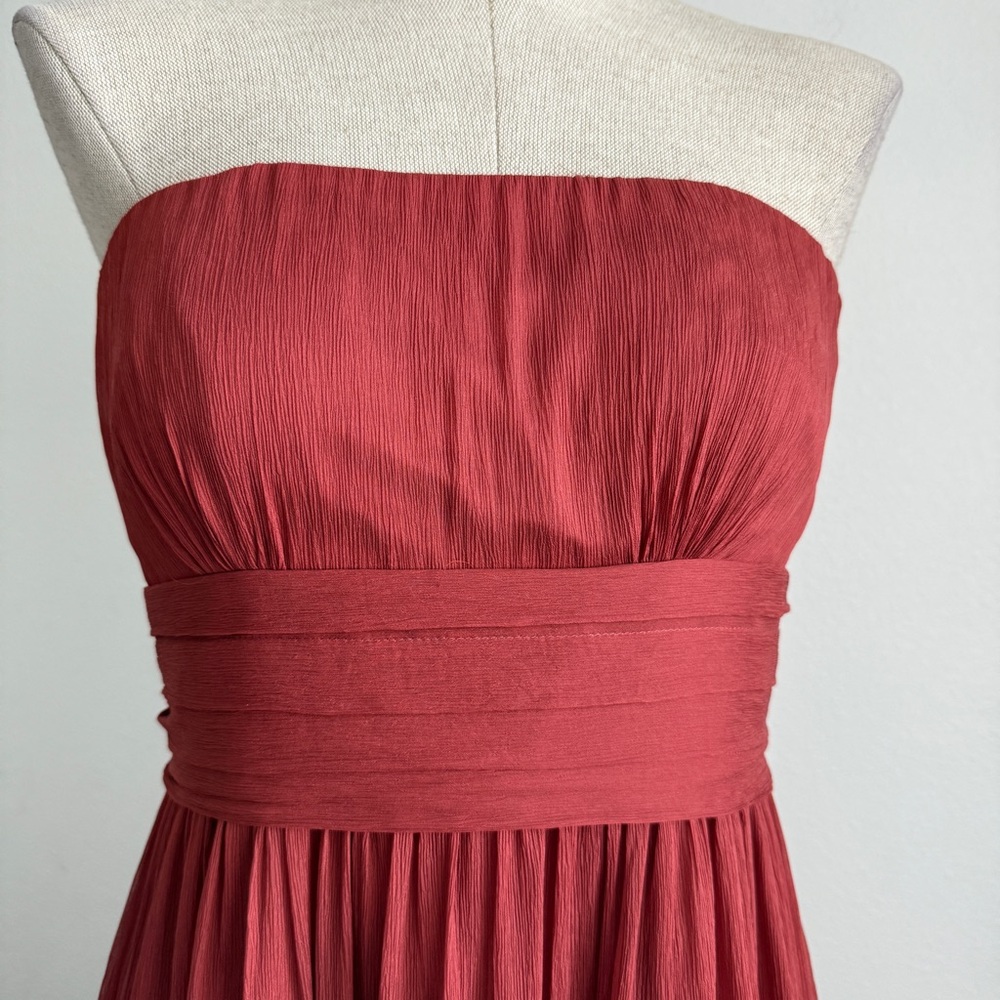 J.Crew Juliet Silk Strapless Dress Coral Pink Tiered Waist - Picture 3 of 8